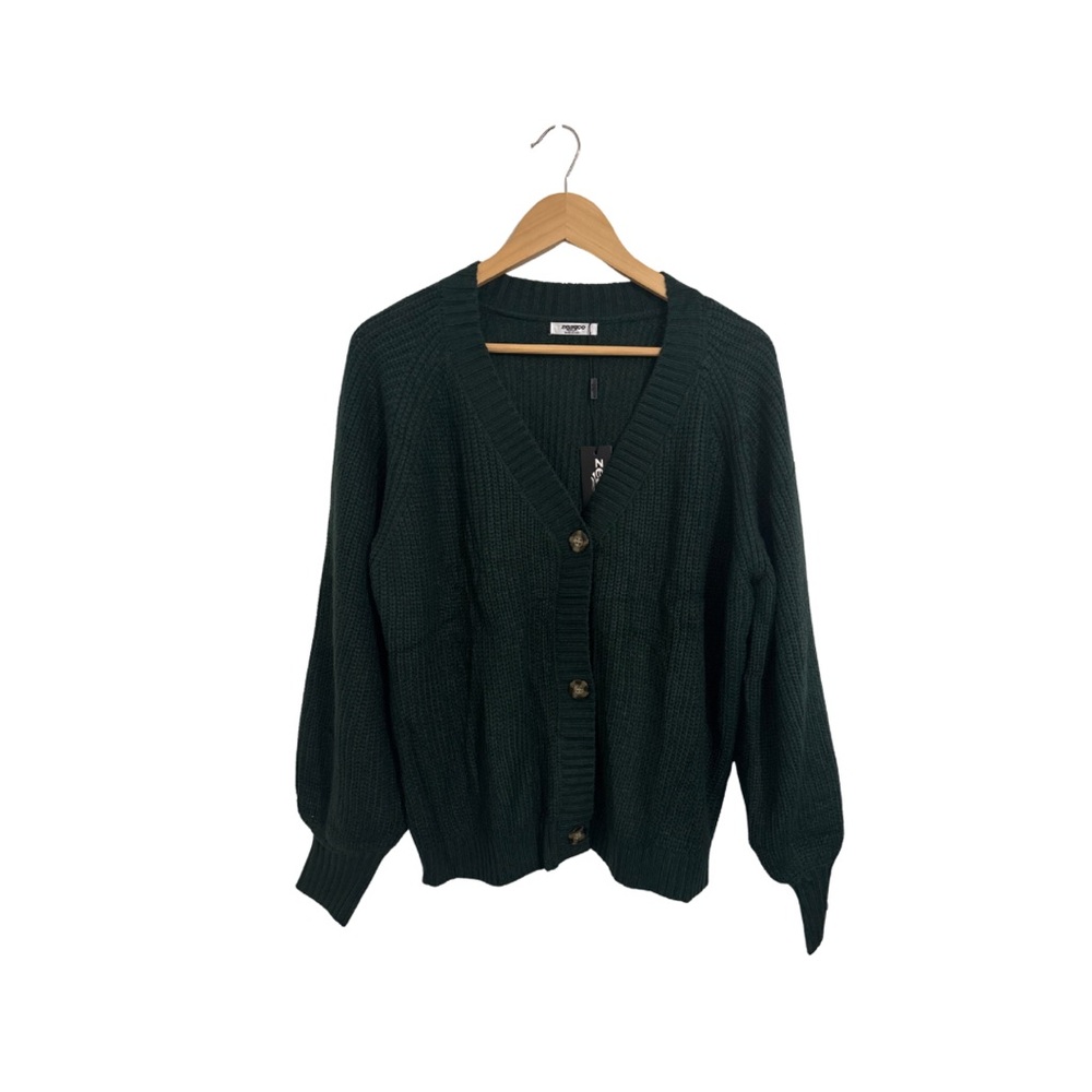 Zeagoo Deep Green Button-Up Cardigan